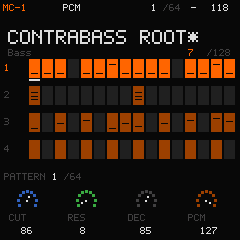 An edited sound showing its original preset name with an asterisk.